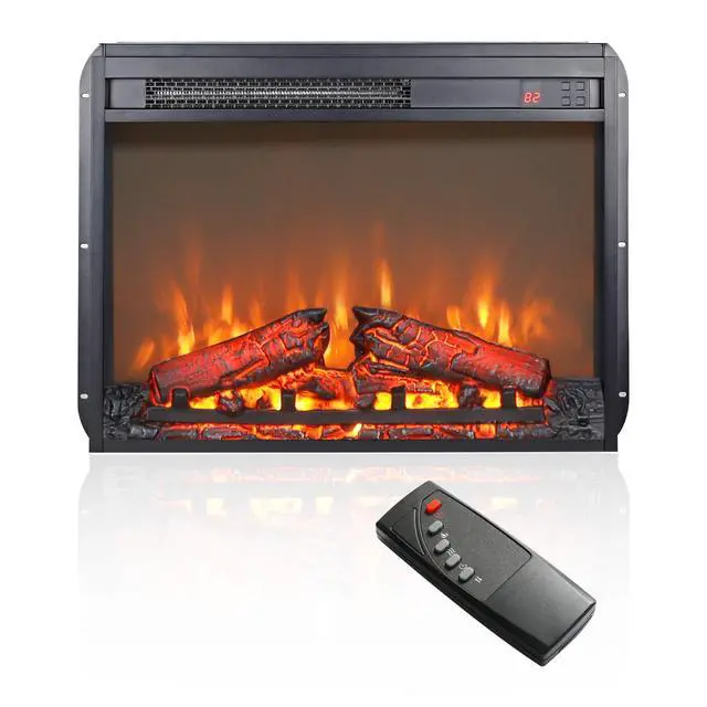Alt view image 5 of 7 - 23 Inch Electric Fireplace Insert, Ultra Thin Heater With Log Set & Realistic Flame, Remote Control With Timer, Overheating Protection