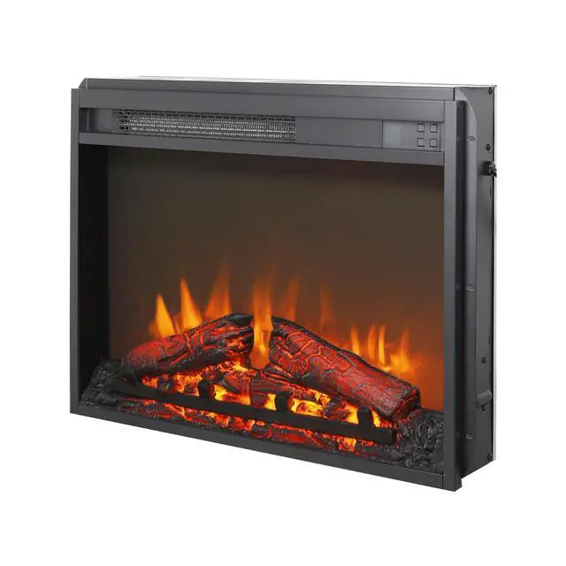 Alt view image 3 of 7 - 23 Inch Electric Fireplace Insert, Ultra Thin Heater With Log Set & Realistic Flame, Remote Control With Timer, Overheating Protection