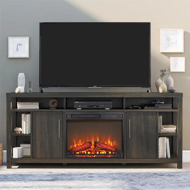 Alt view image 6 of 7 - 23 Inch Electric Fireplace Insert, Ultra Thin Heater With Log Set & Realistic Flame, Remote Control With Timer, Overheating Protection