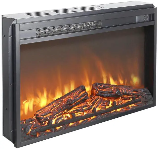 Main image of 26 Inch Electric Fireplace Insert, Ultra Thin Heater With Log Set & Realistic Flame, Remote Control With Timer, Overheating Protection