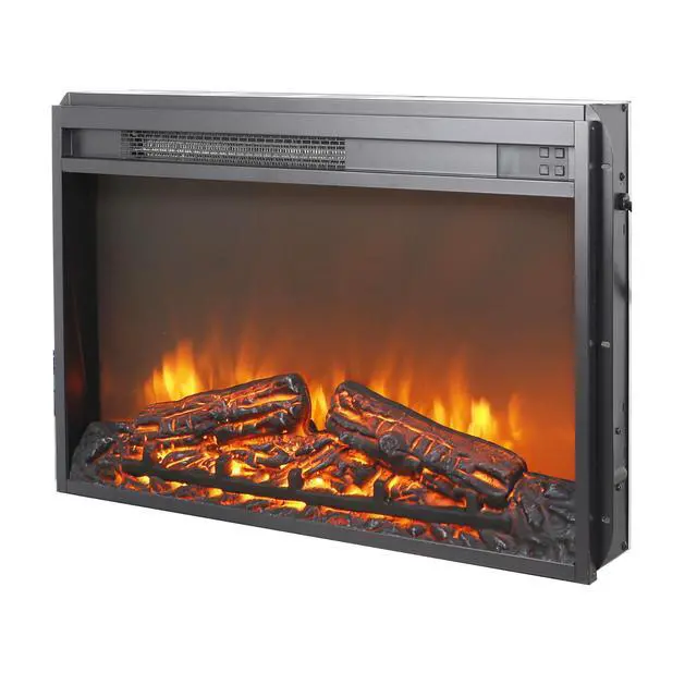 Alt view image 3 of 7 - 26 Inch Electric Fireplace Insert, Ultra Thin Heater With Log Set & Realistic Flame, Remote Control With Timer, Overheating Protection