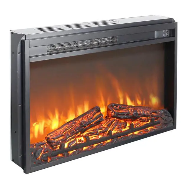 Alt view image 2 of 7 - 26 Inch Electric Fireplace Insert, Ultra Thin Heater With Log Set & Realistic Flame, Remote Control With Timer, Overheating Protection