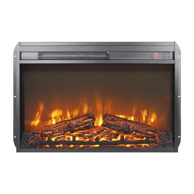 Alt view image 5 of 7 - 26 Inch Electric Fireplace Insert, Ultra Thin Heater With Log Set & Realistic Flame, Remote Control With Timer, Overheating Protection