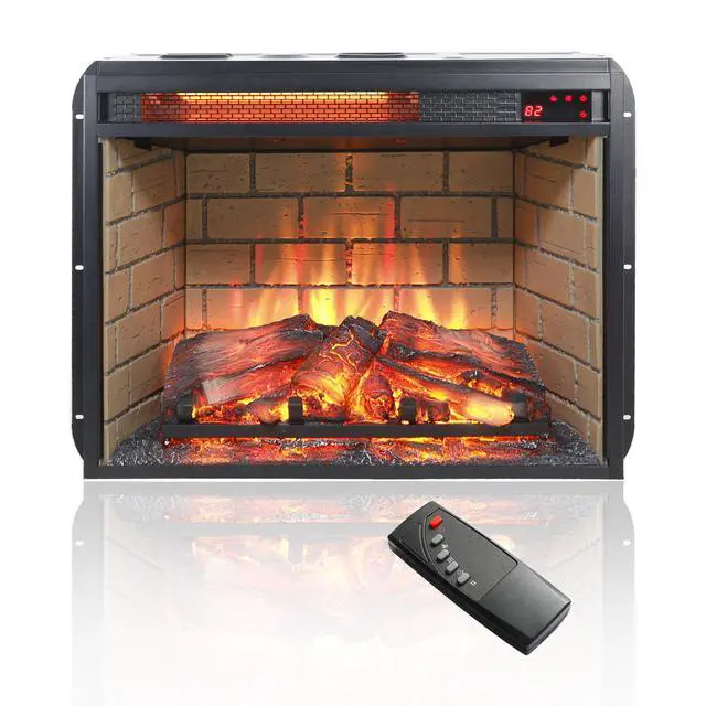 Alt view image 4 of 7 - 23 Inch Infrared Quartz Heater Fireplace Insert -Woodlog Version With Brick