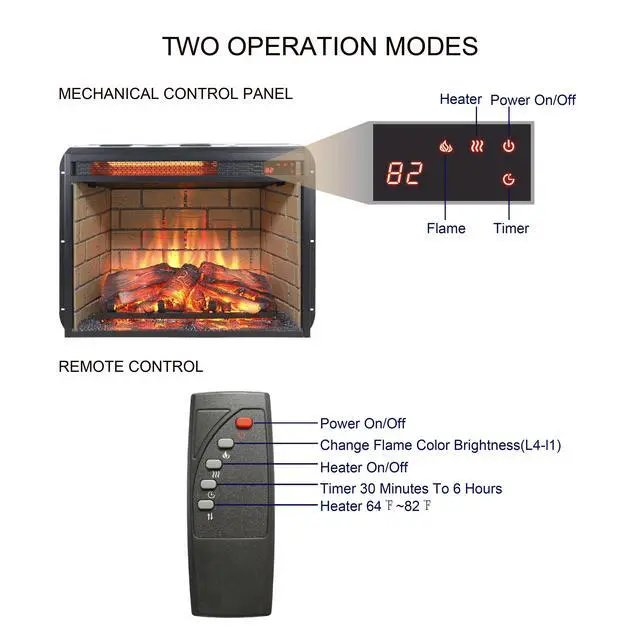 Alt view image 5 of 7 - 23 Inch Infrared Quartz Heater Fireplace Insert -Woodlog Version With Brick
