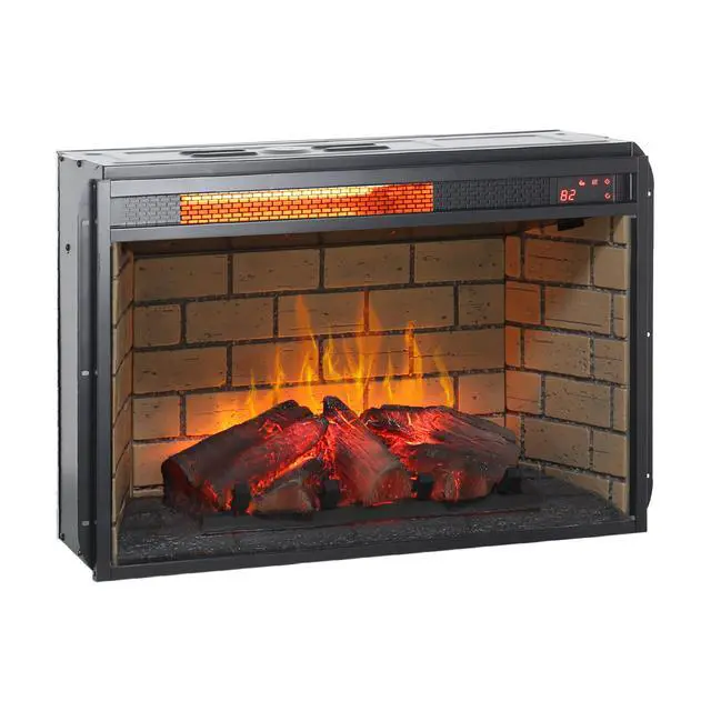 Alt view image 6 of 7 - 26 Inch Infrared Quartz Heater Fireplace Insert -Woodlog Version With Brick