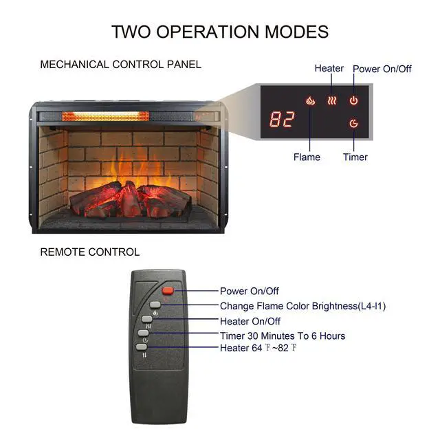 Alt view image 5 of 7 - 26 Inch Infrared Quartz Heater Fireplace Insert -Woodlog Version With Brick