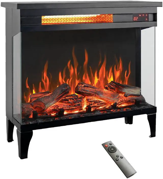 Main image of 24 Inch Three Sided Glass Electric Fireplace With Feet