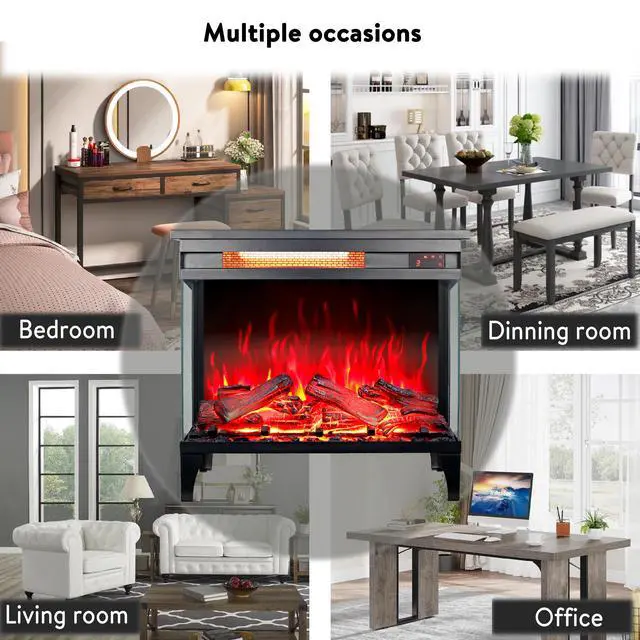 Alt view image 2 of 7 - 24 Inch Three Sided Glass Electric Fireplace With Feet