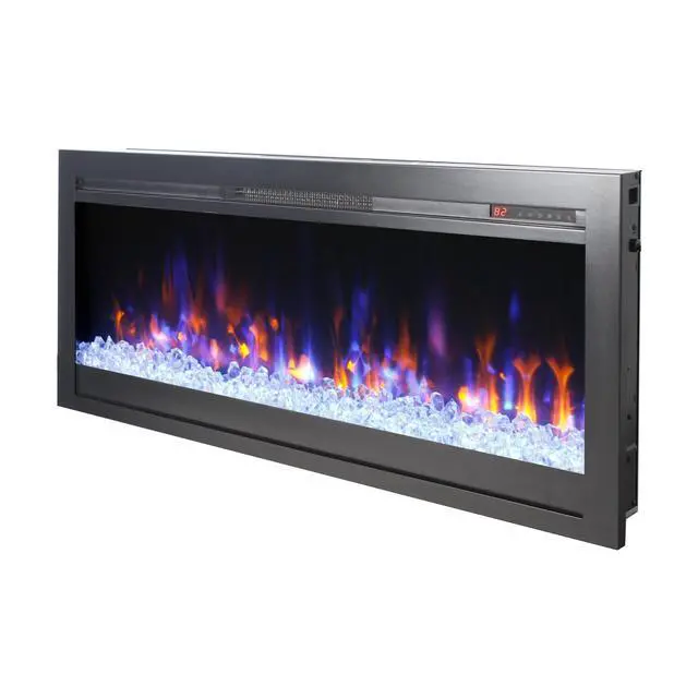 Alt view image 4 of 7 - 44 Inch In Wall Recessed Electric Fireplace With Remote And Multi Color Flame & Emberbed, Led Light Heater
