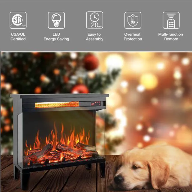 Alt view image 6 of 7 - 24 Inch Three Sided Glass Electric Fireplace With Feet