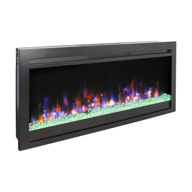 Alt view image 5 of 7 - 44 Inch In Wall Recessed Electric Fireplace With Remote And Multi Color Flame & Emberbed, Led Light Heater