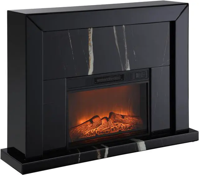 Alt view image 3 of 6 - Drisana Black Mirrored Finish Fireplace