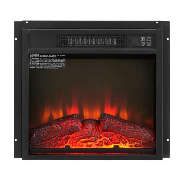 Alt view image 2 of 7 - Electric Fireplace Insert 18" 1400W 120V ,Equipped With Remote Control, Ultra Thin Heater With Log Set & Realistic Flame - Black