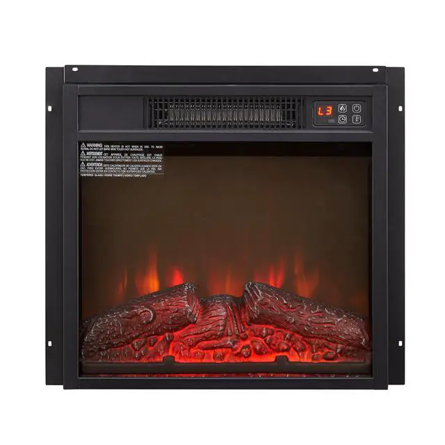 Alt view image 3 of 7 - Electric Fireplace Insert 18" 1400W 120V ,Equipped With Remote Control, Ultra Thin Heater With Log Set & Realistic Flame - Black