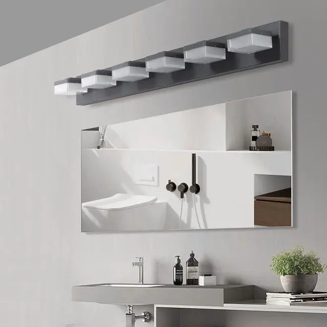 Alt view image 3 of 7 - Modern 6-Light Black Led Vanity Mirror Light Fixture for Bathrooms and Makeup Tables