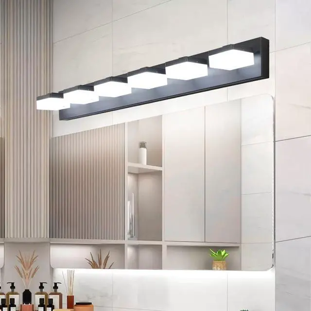 Alt view image 5 of 7 - Modern 6-Light Black Led Vanity Mirror Light Fixture for Bathrooms and Makeup Tables