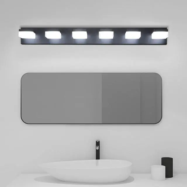 Alt view image 7 of 7 - Modern 6-Light Black Led Vanity Mirror Light Fixture for Bathrooms and Makeup Tables