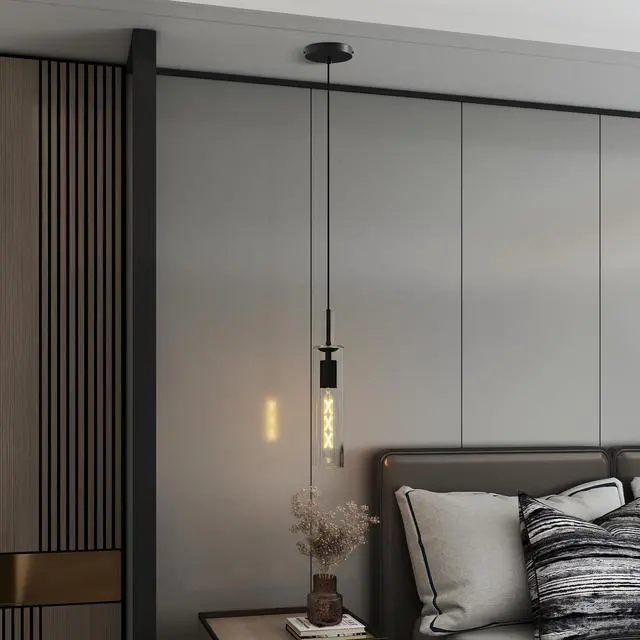 Alt view image 5 of 7 - 3 Pack Black Pendant Lights Kitchen Island (No Bulbs), Adjustable Modern Glass Pendant Light Over Island, industrial Pendant Light Fixtures for Dining Room Hallway Bedroom Living Room