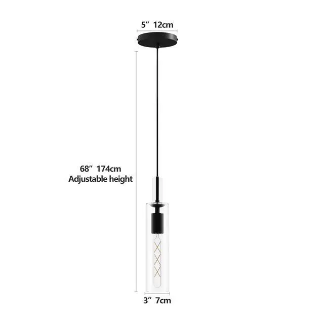 Alt view image 7 of 7 - 3 Pack Black Pendant Lights Kitchen Island (No Bulbs), Adjustable Modern Glass Pendant Light Over Island, industrial Pendant Light Fixtures for Dining Room Hallway Bedroom Living Room