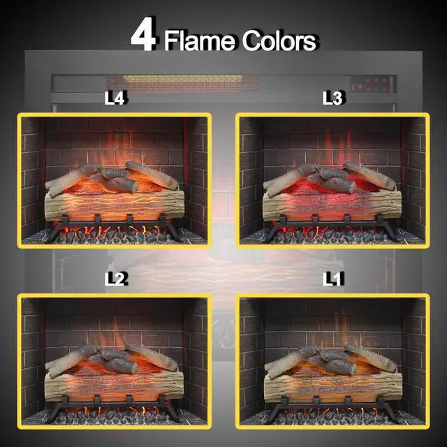Alt view image 4 of 7 - 28 Inch Infrared Electric Fireplace Insert, Touch Panel Home Decor Heater, Smokeless Firebox With Fixed Trim Kit.With Crackling Sound