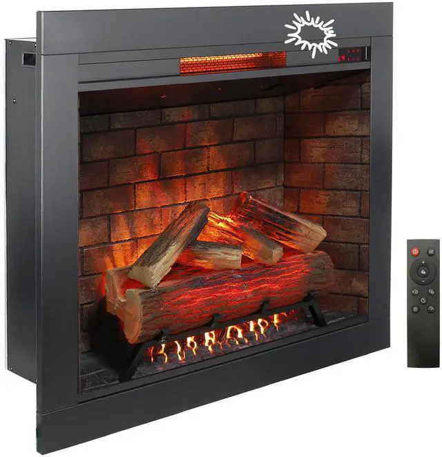 Main image of 33 Inch Infrared Electric Fireplace With Removable Trim Kit Insert, Touch Panel Home Decor Heater, Smokeless Firebox With Fire Crackling Sound