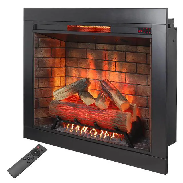 Alt view image 3 of 7 - 33 Inch Infrared Electric Fireplace With Removable Trim Kit Insert, Touch Panel Home Decor Heater, Smokeless Firebox With Fire Crackling Sound