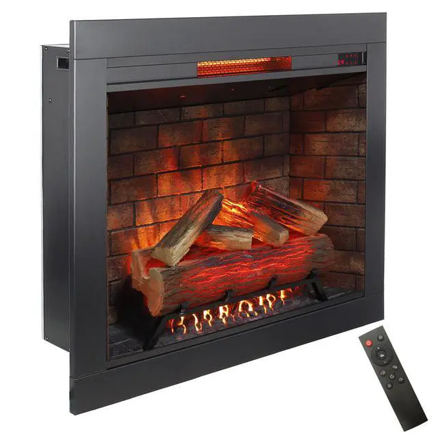 Alt view image 2 of 7 - 33 Inch Infrared Electric Fireplace With Removable Trim Kit Insert, Touch Panel Home Decor Heater, Smokeless Firebox With Fire Crackling Sound