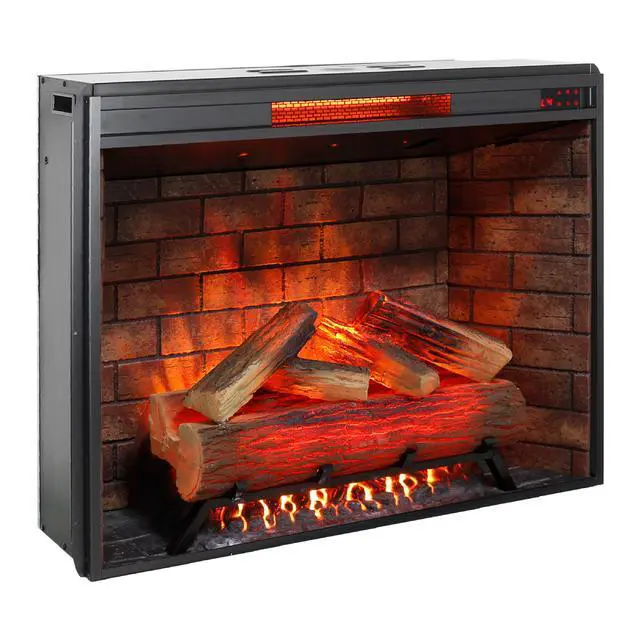 Alt view image 4 of 7 - 33 Inch Infrared Electric Fireplace With Removable Trim Kit Insert, Touch Panel Home Decor Heater, Smokeless Firebox With Fire Crackling Sound
