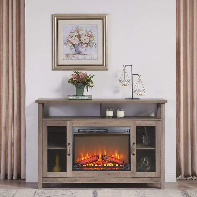 Alt view image 4 of 7 - 23 Inch Electric Fireplace Insert Heater With Log Set & Realistic Flame, Overheating Protection Without Control