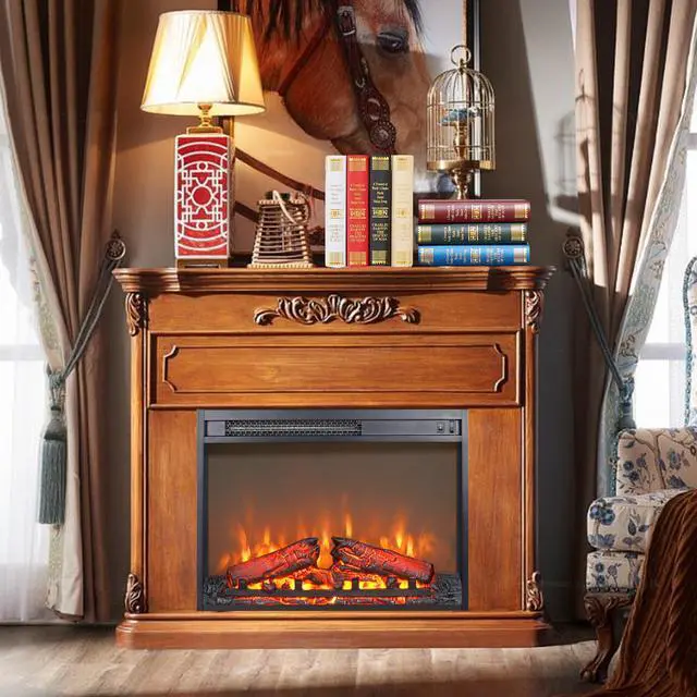 Alt view image 5 of 7 - 23 Inch Electric Fireplace Insert Heater With Log Set & Realistic Flame, Overheating Protection Without Control