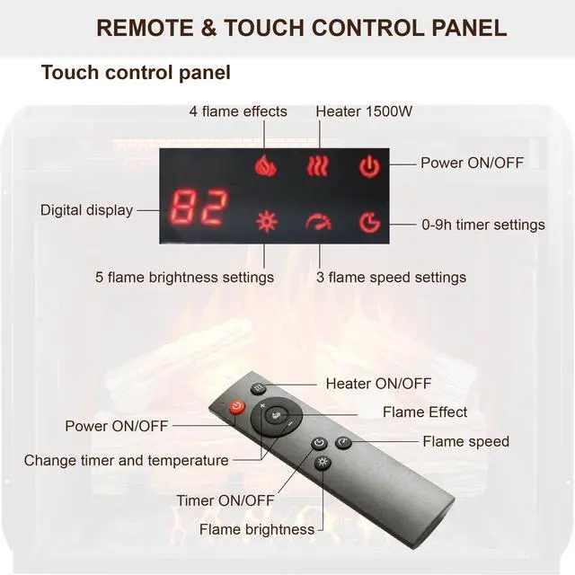 Alt view image 3 of 7 - 23 Inch Infrared Heating Electric Fireplace Insert, With Log Set & Realistic Flame, Remote Control With Timer, Overheating Protection