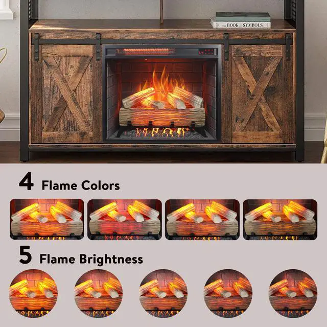 Alt view image 4 of 7 - 23 Inch Infrared Heating Electric Fireplace Insert, With Log Set & Realistic Flame, Remote Control With Timer, Overheating Protection