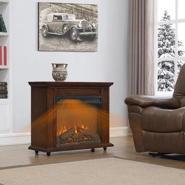 Alt view image 7 of 7 - 23 Inch Electric Fireplace Insert Heater With Log Set & Realistic Flame, Overheating Protection Without Control
