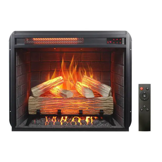 Alt view image 5 of 7 - 23 Inch Infrared Heating Electric Fireplace Insert, With Log Set & Realistic Flame, Remote Control With Timer, Overheating Protection