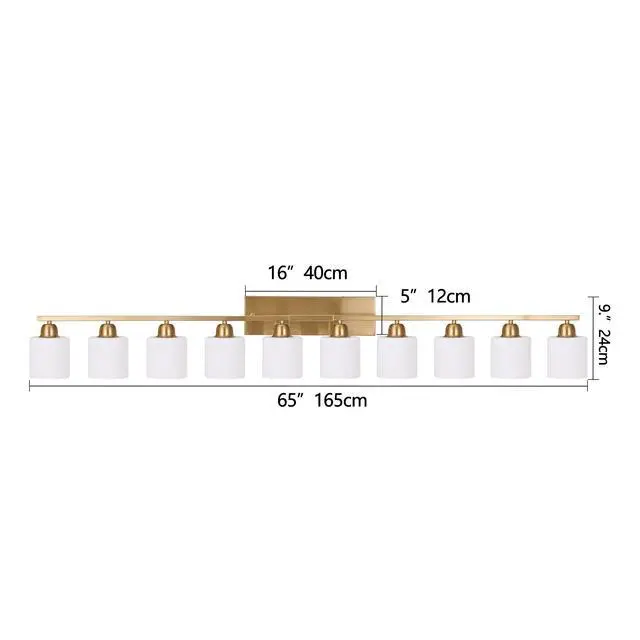 Alt view image 7 of 7 - 65inch Gold Bathroom Light Fixtures, Modern Bathroom Vanity Light with Milky White Glass Shade, Gold Wall Lamp Sconces for Mirror Bedroom, Living Room Hallway