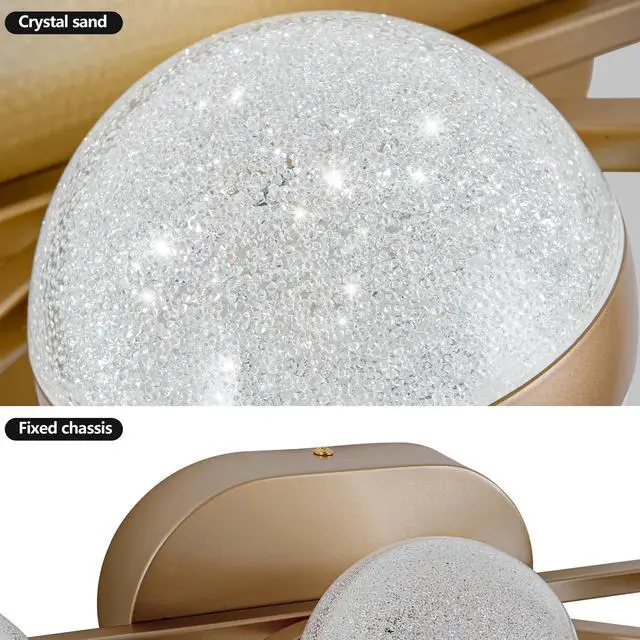 Alt view image 5 of 7 - Bathroom Vanity Light, Led 3 Bulb Crystal Sand Acrylic Shades, Wall Mounted Decorative Lighting Fixture, Suitable for Bathroom Vanity Mirror (Champagne Gold)