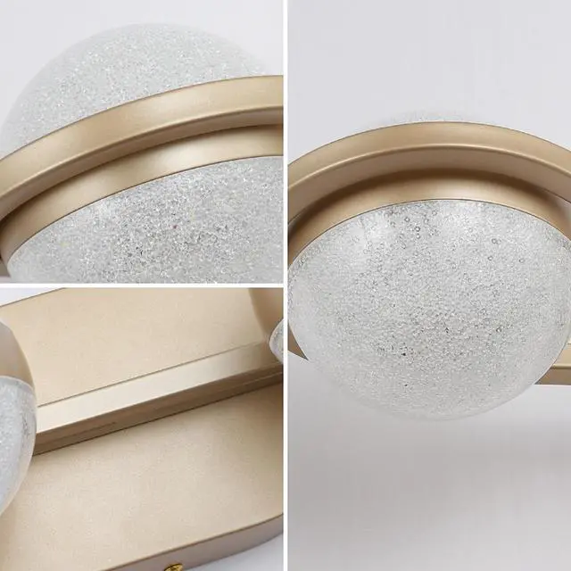 Alt view image 5 of 7 - 28" Golden Minimalist Led Bathroom Vanity Light with Crystal Sand Acrylic Shades, 4-Light Wall Mounted Decorative Lighting Fixture, Suitable for Bathroom Vanity Mirror