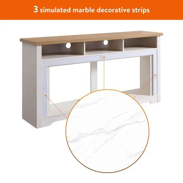 Alt view image 4 of 6 - 60 Inch Fireplace Tv Stand For Tvs Up To 70",With 50"Smart Electric Fireplace,White