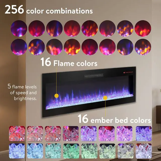 Alt view image 4 of 6 - 70 Inch Fireplace Tv Stand For Tvs Up To 70",With 60"Smart Electric Fireplace,White