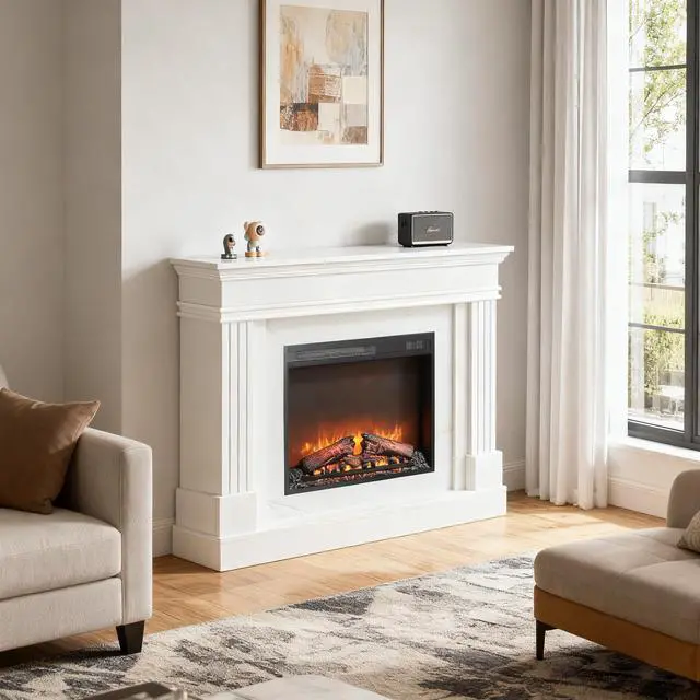 Alt view image 7 of 7 - 44" Electric Fireplace With Mantel For Living Room Or Bedroom,23" Fireplace Insert Heater, Realistic Log And Flame Effect, Remote Control, Timer
