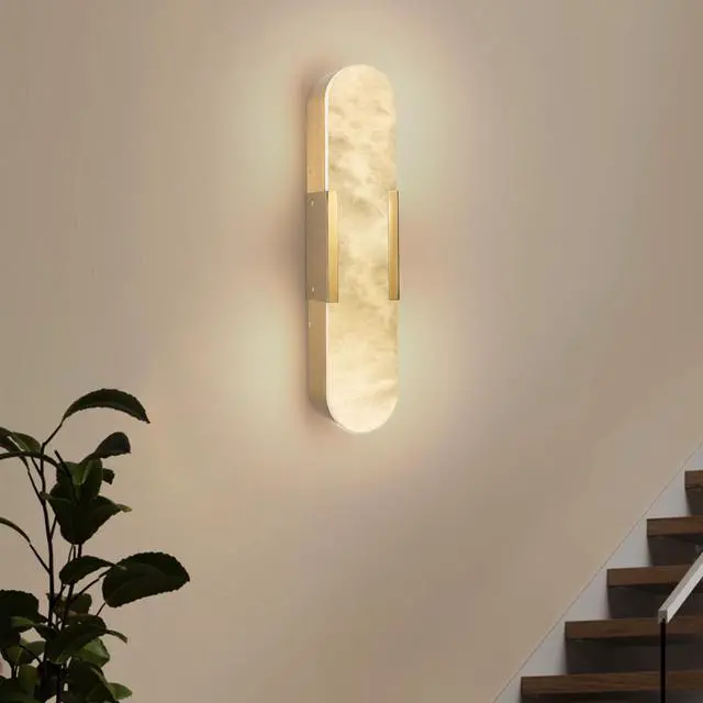 Main image of 19.7" Natural Marble Wall Sconce, Gold Sconces Set Of Two, indoor Modern Bathroom Sconces Wall Lighting for Living Room, Bedroom, Hallway, Stairs