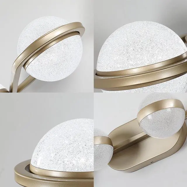 Alt view image 7 of 7 - 43" Gold Minimalist Led Bathroom Vanity Light with Crystal Sand Acrylic Shades, 6-Light Wall Mounted Decorative Lighting Fixture, Suitable for Bathroom Vanity Mirror