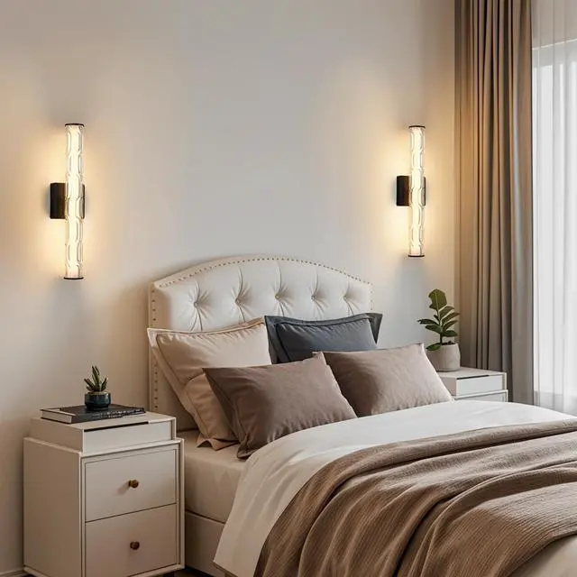 Alt view image 2 of 7 - 19.7'' Black Bathroom Wall Sconce Set Of 2, Modern Single Sconce Wall Lighting, Upgrated K9 Crystal Bronze Wall Light, Bedroom Vanity Sconce, Wall Lamp for Living Room, Stairway, Hallway