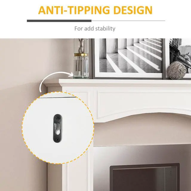 Alt view image 5 of 7 - Homcom Modern Fireplace Mantel, Surround Mantels For Fireplace With Decorative Pattern Interior Width 29" White