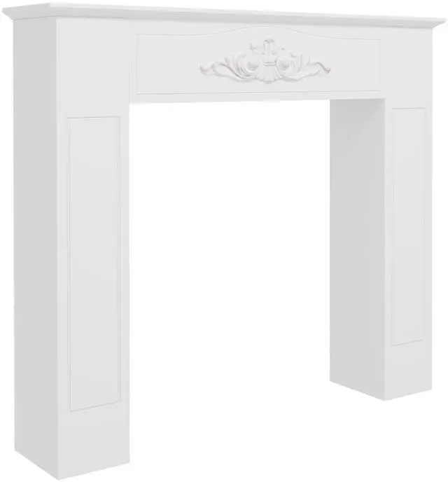Main image of Homcom Fir Wood Fireplace Mantel Surround, 44.75" W X 40" H, Freestanding Electric Fireplace Stove Mantel, Distressed White