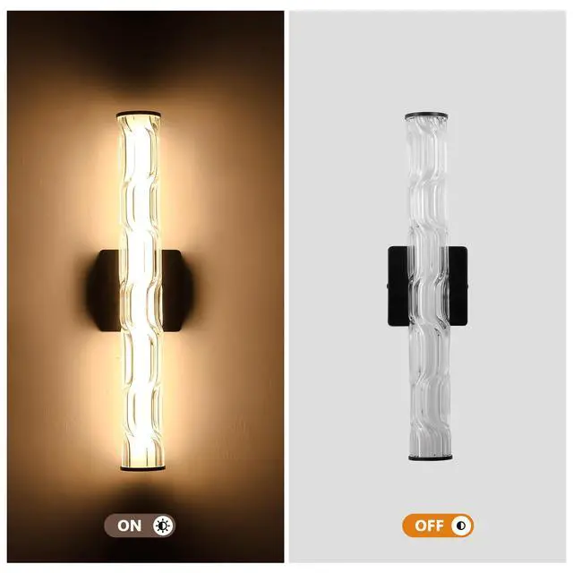 Alt view image 5 of 7 - 19.7'' Black Bathroom Wall Sconce Set Of 2, Modern Single Sconce Wall Lighting, Upgrated K9 Crystal Bronze Wall Light, Bedroom Vanity Sconce, Wall Lamp for Living Room, Stairway, Hallway