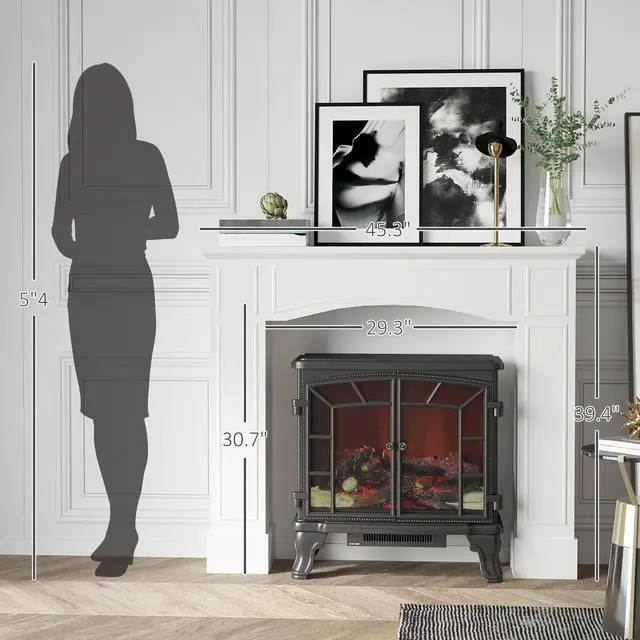 Alt view image 7 of 7 - Homcom Modern Fireplace Mantel, Surround Mantels For Fireplace With Decorative Pattern Interior Width 29" White