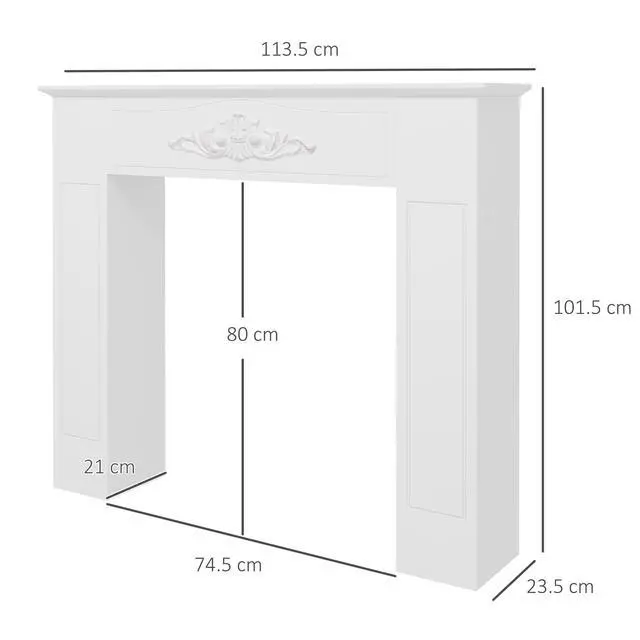 Alt view image 6 of 7 - Homcom Fir Wood Fireplace Mantel Surround, 44.75" W X 40" H, Freestanding Electric Fireplace Stove Mantel, Distressed White