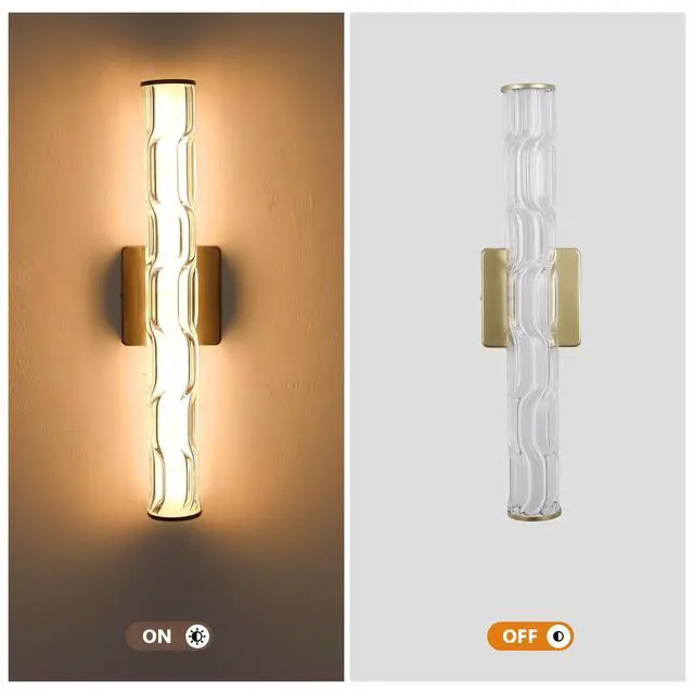 Alt view image 6 of 7 - 19.7'' Gold Bathroom Wall Sconce Set Of 2, Modern Single Sconce Wall Lighting, Upgrated K9 Crystal Bronze Wall Light, Bedroom Vanity Sconce, Wall Lamp for Living Room, Stairway, Hallway